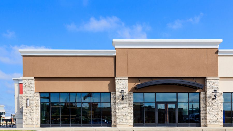 Multi-tenant retail plaza with storefront units, typical of MARLICON retail work in Ontario