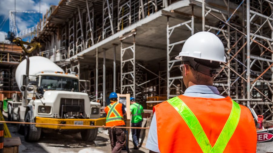 MARLICON crew in high-visibility gear on an active commercial construction site